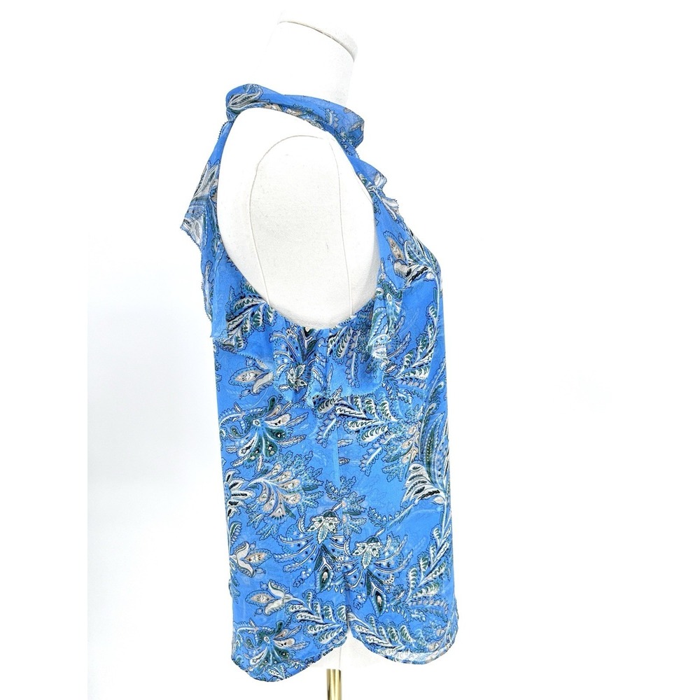 Veronica Beard Blue Silk Floral Dali Top Size 6 Ruffle Boho Chic Feminine - Picture 2 of 14